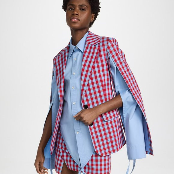 MONSE Jackets & Blazers - NWT Monse Check Tied Back/Split Sleeve Jacket S 2023 Runway